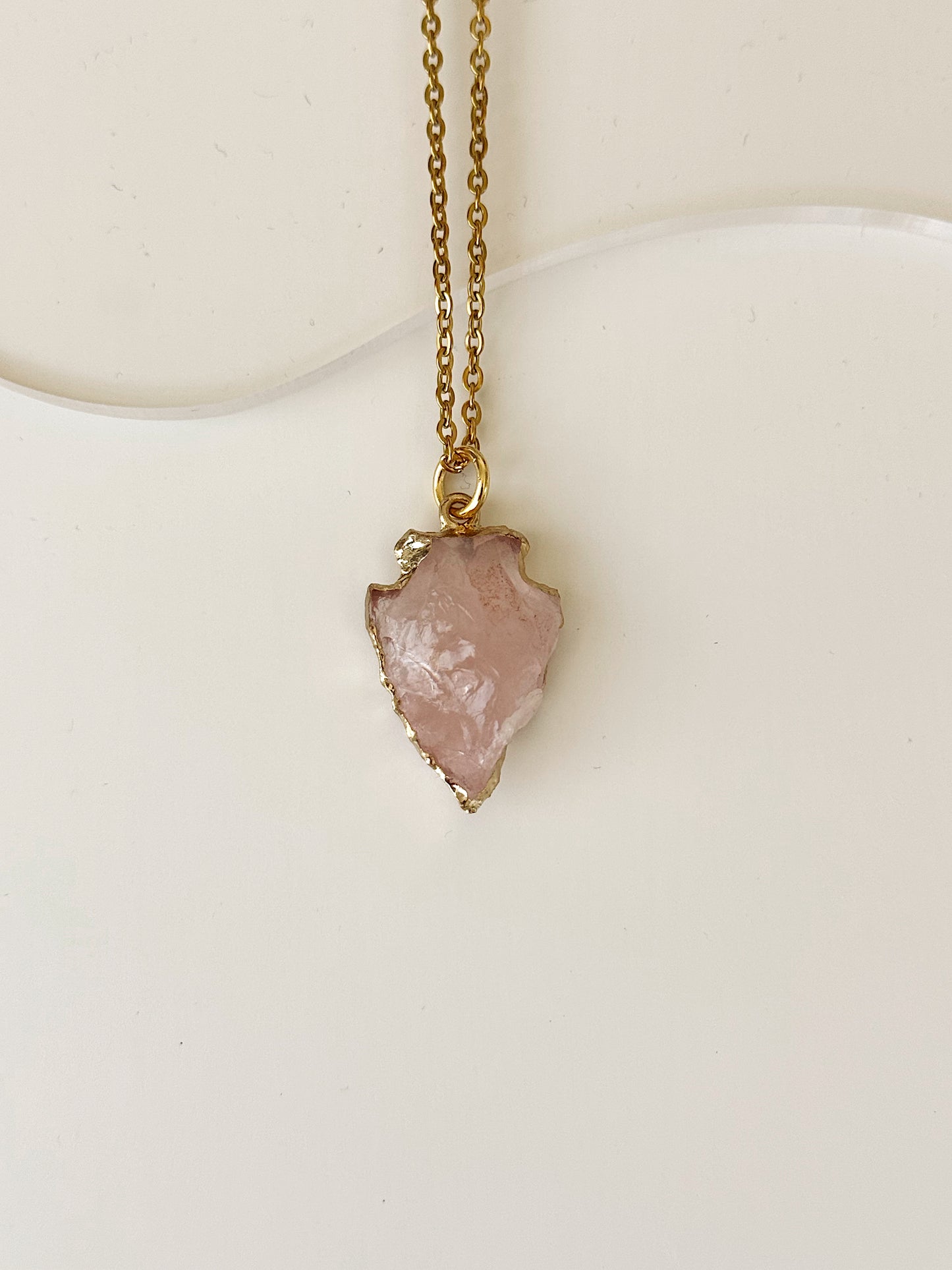 Rose Quartz Arrow pendant Necklace
