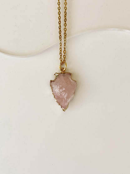 Rose Quartz Arrow pendant Necklace