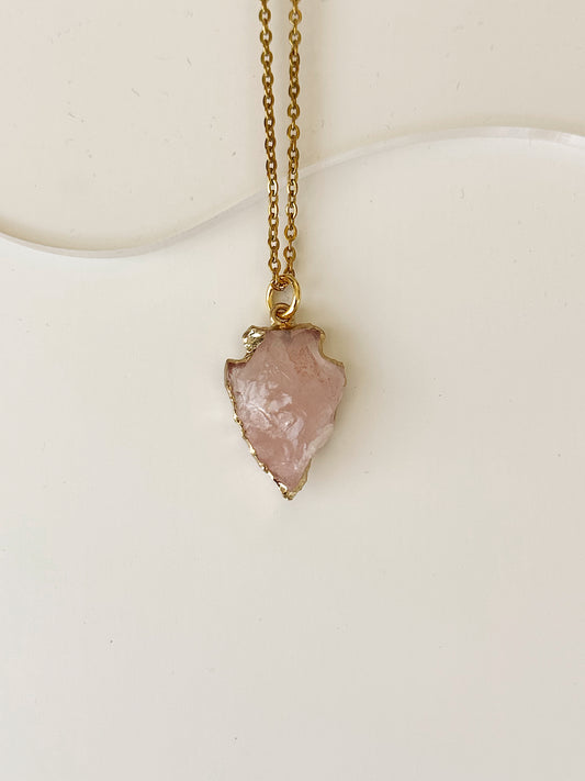 Rose Quartz Arrow pendant Necklace