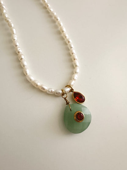 Pearl Talisman necklace - green aventurine