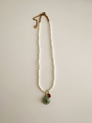 Pearl Talisman necklace - green aventurine