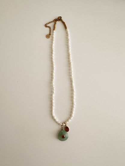 Pearl Talisman necklace - green aventurine