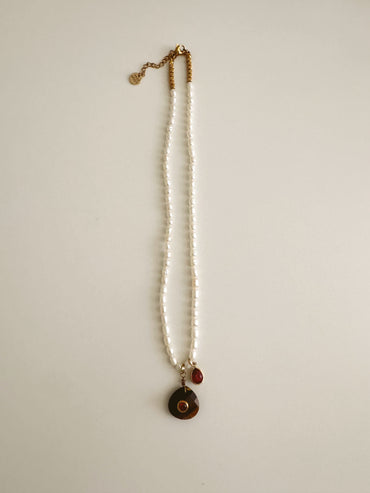 Pearl Talisman necklace - tiger eye