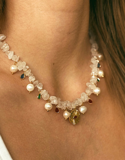 Quartz & Pearl Charm Necklace image 0