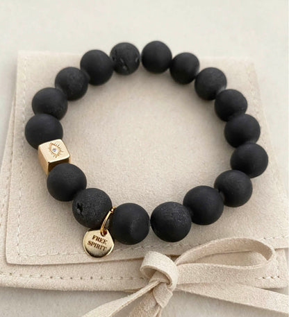 Black Druzy Agate bracelet image 0