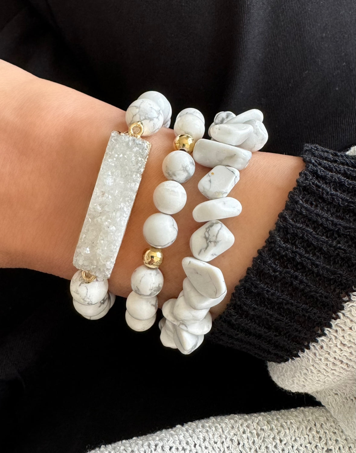 Howlite & Druzy Agate set of 3 bracelets  image 1