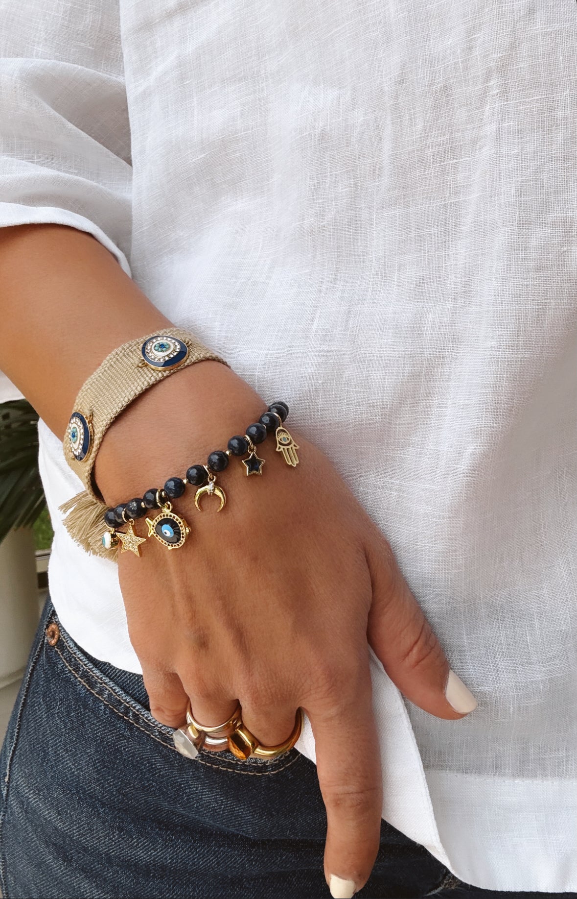 Lapis Lazuli charm set of 2 bracelets  image 0