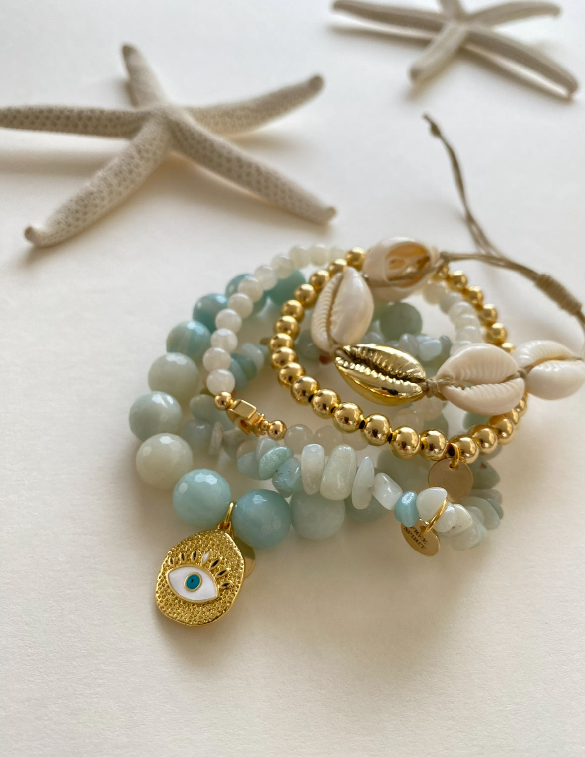 Eye bracelet - Blue Amazonite - 18k plated image 0