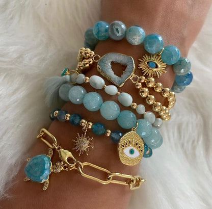 Eye bracelet - Blue Amazonite - 18k plated image 2