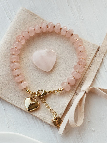 Heart healer bracelet - rose quartz - 18k plated  image 0