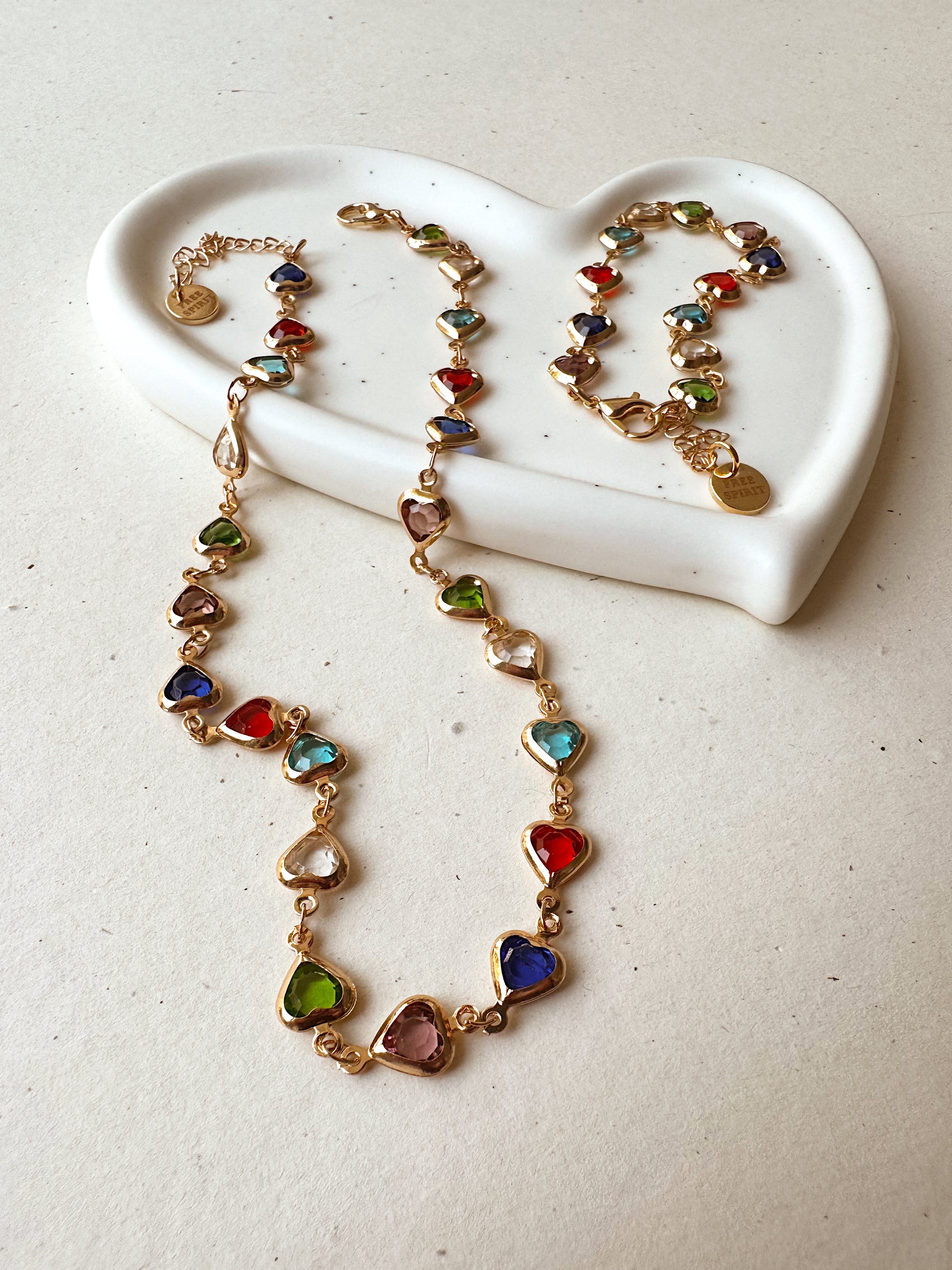 Rainbow Hearts set - necklace & bracelet  image 1