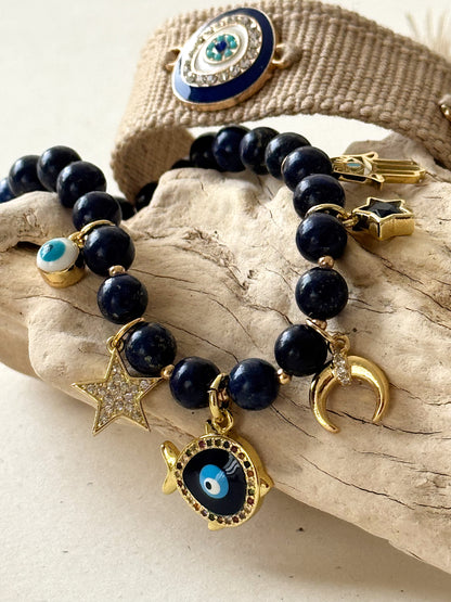 Lapis Lazuli charm set of 2 bracelets  image 4